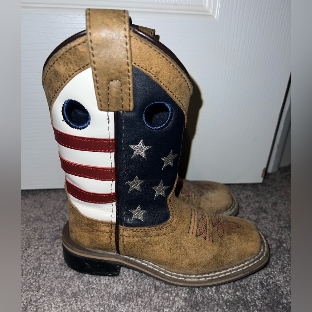 Smoky mountain Flag Western Pull-On Boots - Brown with Red, White & Blue